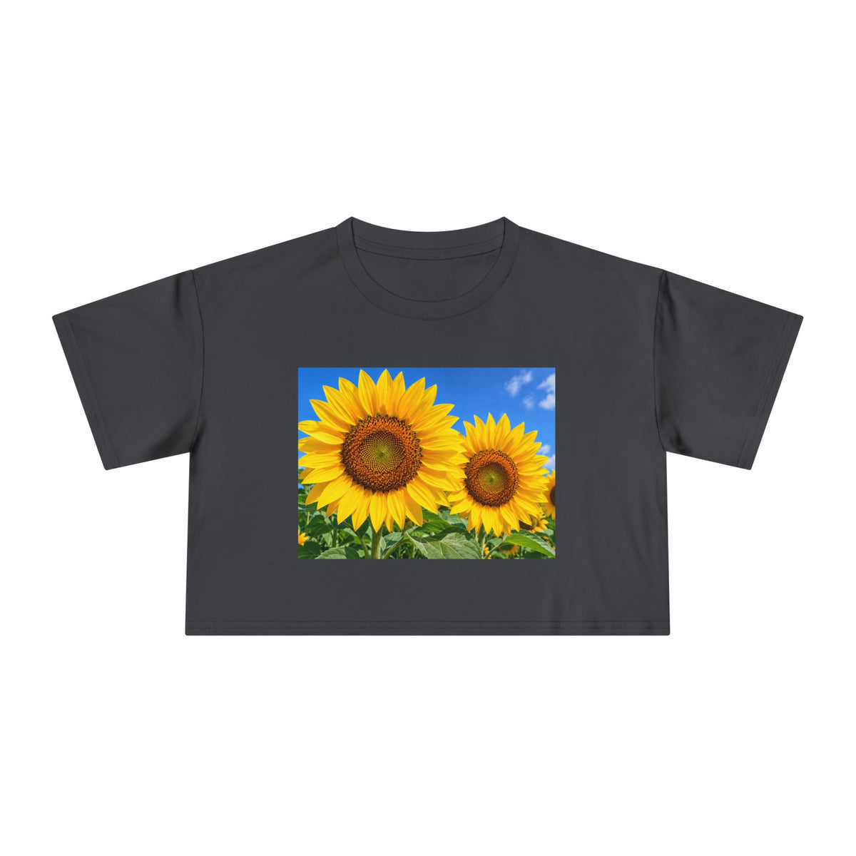 Sunflower Print Crop Tee