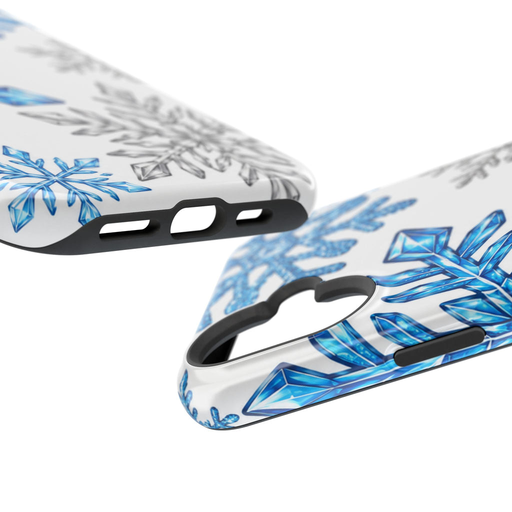 Snowflake Magnetic Impact Phone Case — Winter Blue Crystal Design