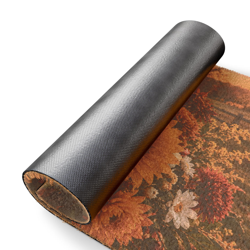 Sunflower Meadow Doormat — Rustic Autumn Floral Welcome Mat