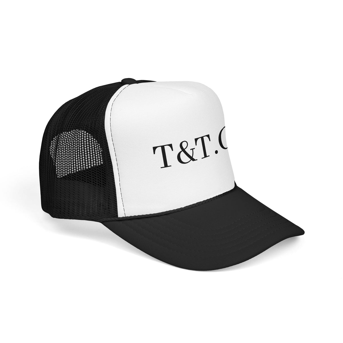 T&T.CO Foam Trucker Hat — Vintage Logo Mesh Baseball Cap