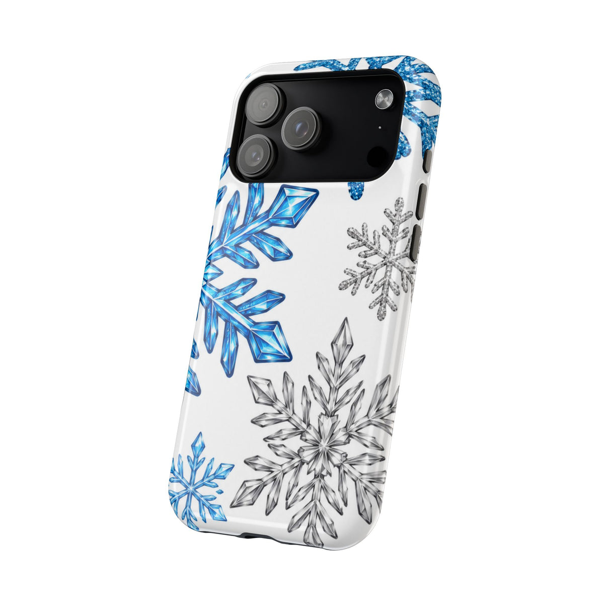 Snowflake Magnetic Impact Phone Case — Winter Blue Crystal Design