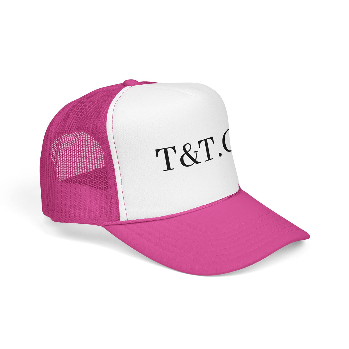 T&T.CO Foam Trucker Hat — Vintage Logo Mesh Baseball Cap