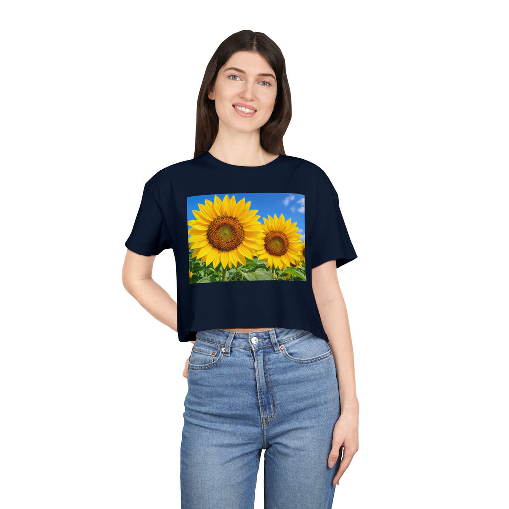 Sunflower Print Crop Tee