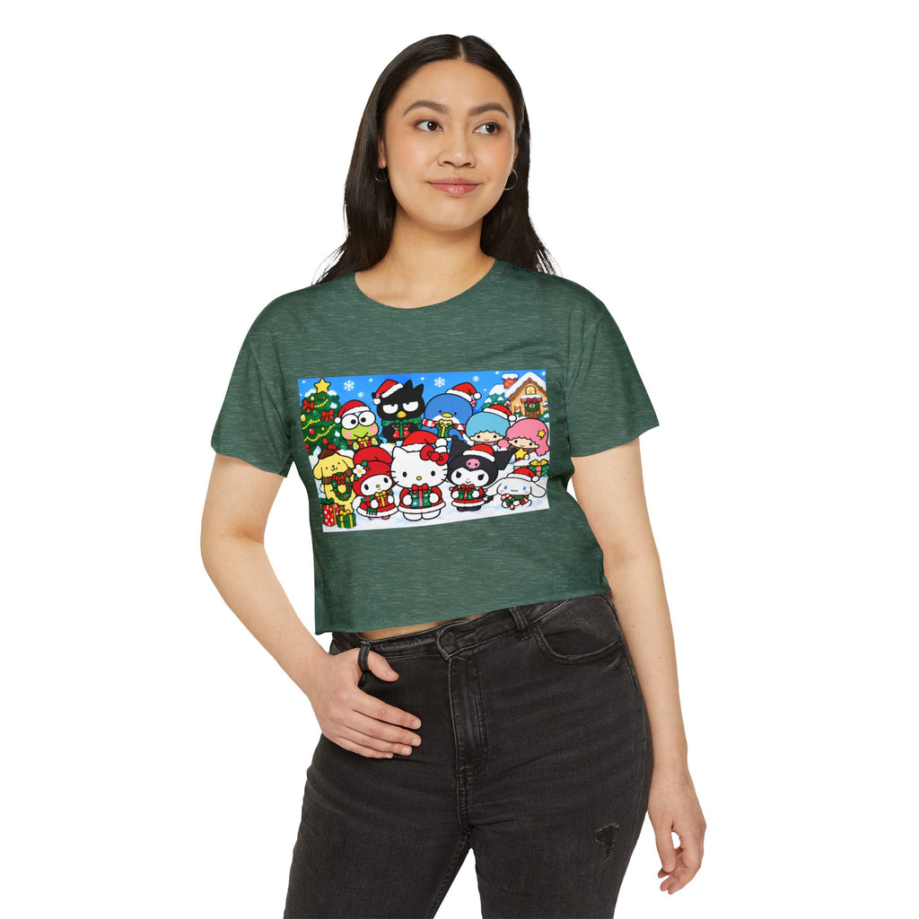 Hello Kitty Christmas Crop Top — Cute Sanrio Holiday Festival Tee
