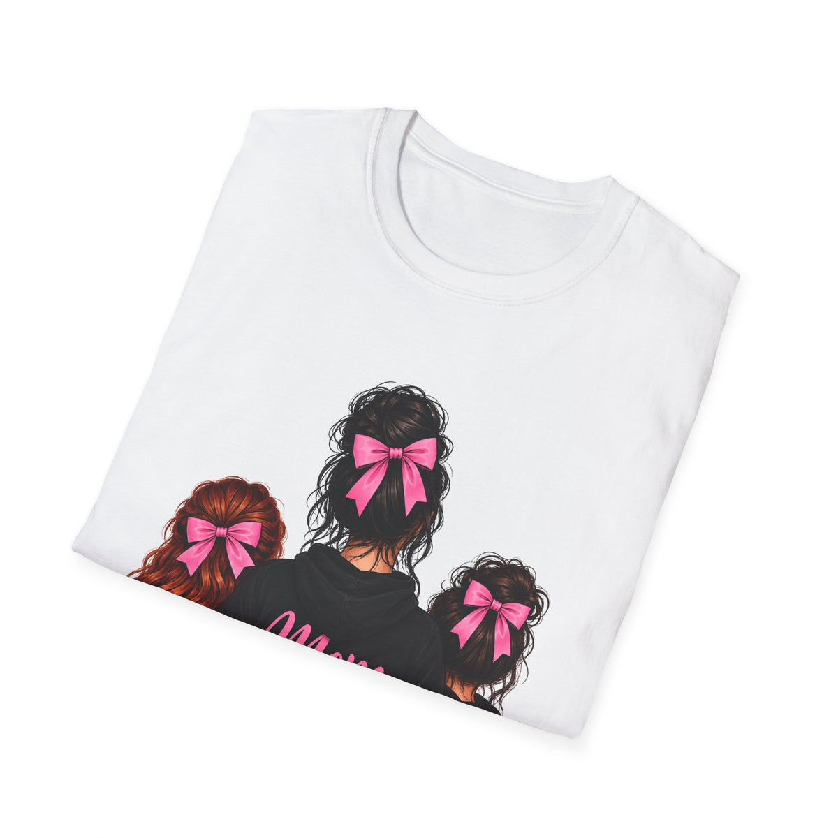 Mom of 2 Girls T-Shirt — Matching Pink Bow Sisters Family Tee